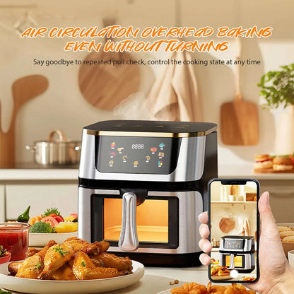 Heteluchtfriteuse – Airfryer - Airfryer Oven - 12L - 2000W - Touch Display - Airfryer Zonder Olie - Kijkvenster - RVS - Hoge Temperatuur - Zwart
