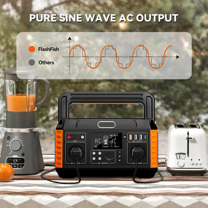 Draagbare Powerstation – Mobiele Accu – Noodstroom – met Zonnepannel - Zakelijke Energie – 520Wh Capaciteit – Zuivere Sinusgolf AC – Meerdere Aansluitingen