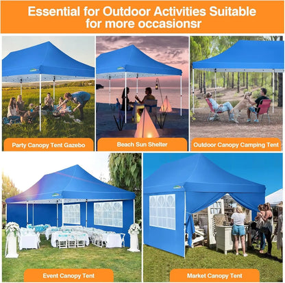 Gevouwen Gazebo – Overkapping – Tuentent – Partytent – 3x6 Meter – Waterdicht Oxford – Verstelbare Hoogte - Zwart - QUORE
