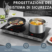 Inductie kookplaat - Induction Hob - Induction Cook Top - Inductie Fornuis - Elektrische Brander - 2 zones - Elektrische keramische kookplaat - met LED-display - 4-uurs timer - 9 vermogens - tot 3600 W - Veiligheidsslot - Zwart