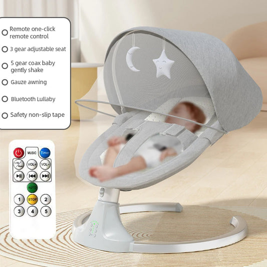Schommelbedje - Elektrische Luxe Baby Schommelbedje - Babybedje - Wipstoel  - Elektrische Schommelstoel  - Babyschommel- Baby Swing - Kinderstoel - Automatisch Wiegstoel met Afstandsbediening en 5-Puntsgordel - Bluetooth - Grijs