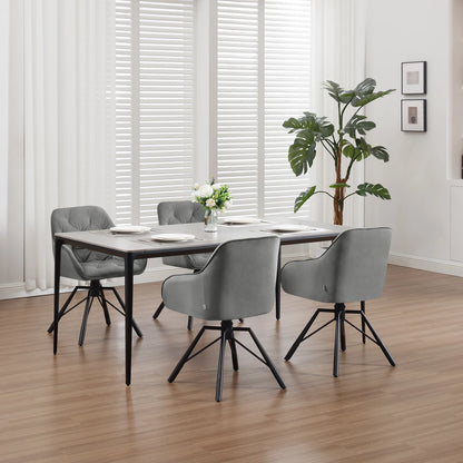 Draaibare Eetkamerstoelen – Set van 2 - Eetstoel – Bureaustoel – Leesstoel – Comfortstoel – Ergonomisch Design – 360° Draaibaar - Fluweel - Donkergrijs