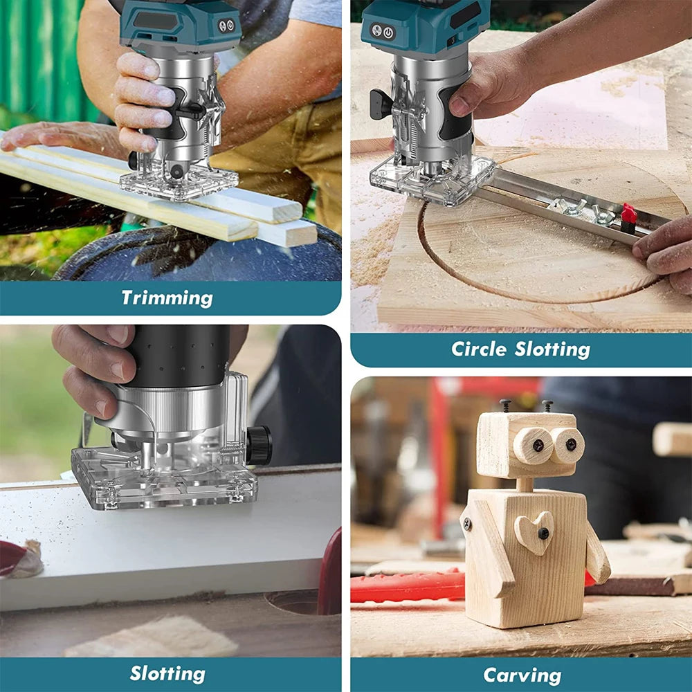 Borstelloze Houten - Router Machine - Houtbewerking Elektrische - Trimmer - Houten Carving Malen Snijdende - Power Tools -  30000RPM