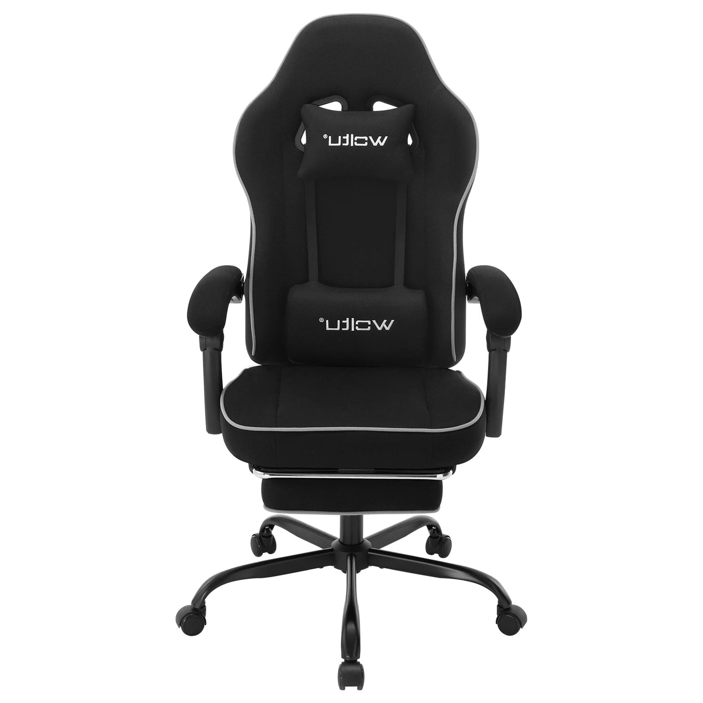 Gaming Stoel - met Voetsteun - Bureaustoel - Ergonomische - Verstelbare - Extra Brede Zitting - Zwart Mesh-stof - 150 kg Draagvermogen - 145° Kantelbaar - QUORE