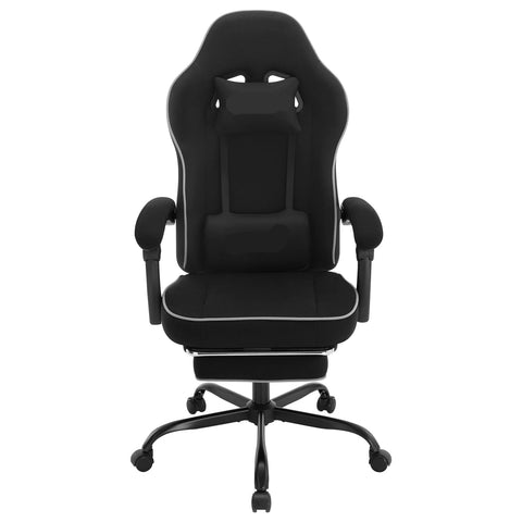 Gaming Chair - Office Chair - Gaming Chair with Footrest - Adjustable - Backrest - Lumbar Cushion - Ergonomic - Swivel - 150 kg Capacity - Black Mesh Fabric