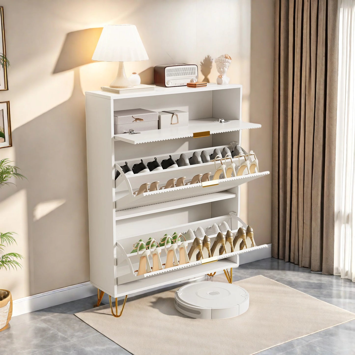 Schoenenkast – Schoenrek – Schoenopberger – Schoenmeubel – Schoenenkast Wit – Compact Design