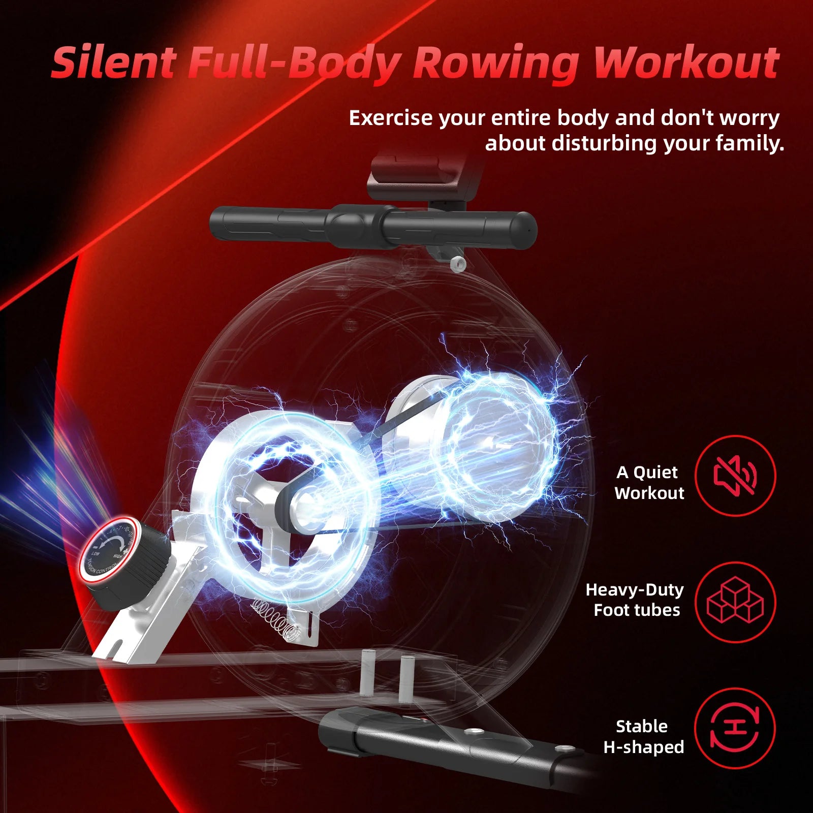 Roeitrainer – Roeimachine – Rowing Machine – Fitnessapparaat – Magnetische Roeimachine – Zilver-Zwart – 16 Weerstandsniveaus – Max Belastbaarheid 150 kg - QUORE