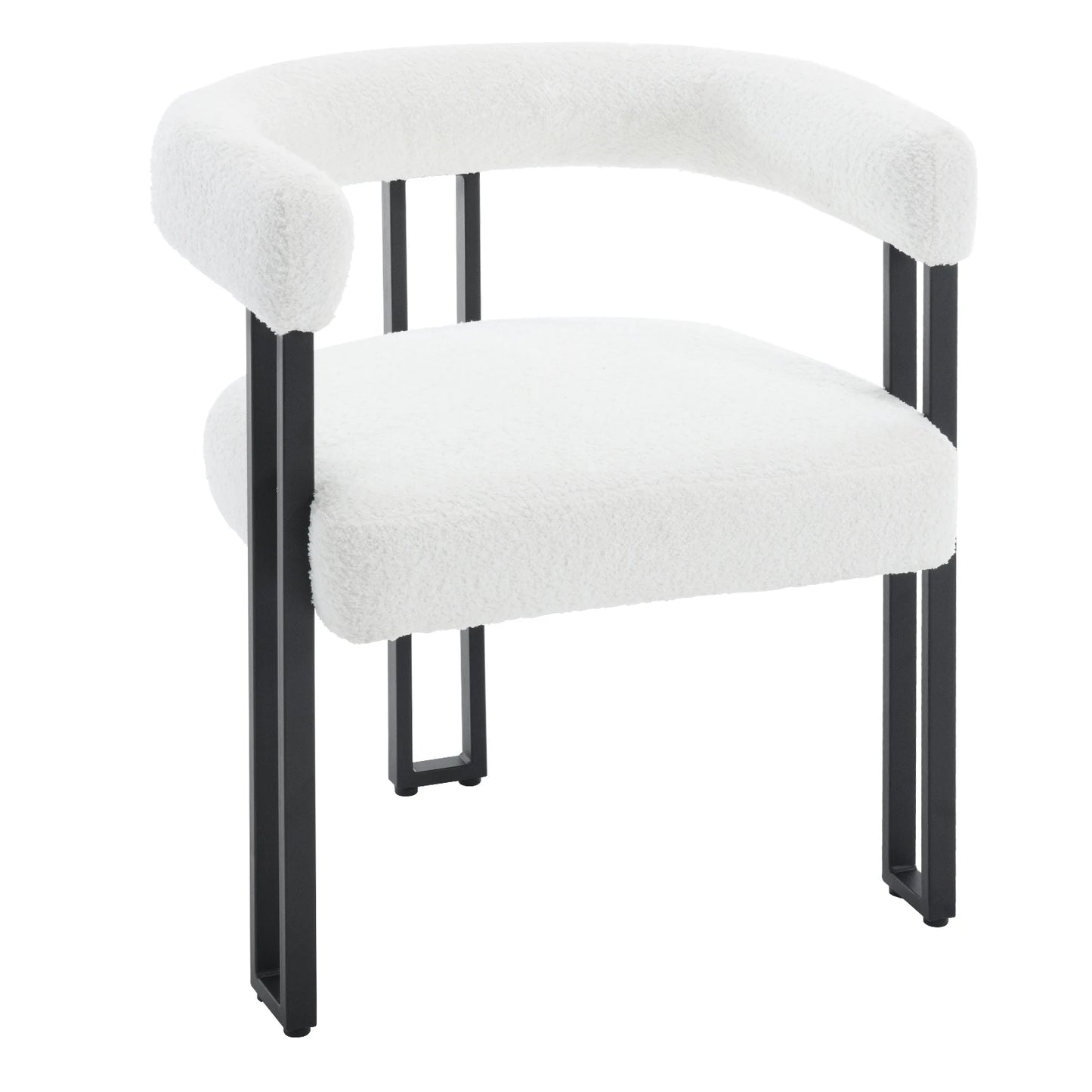 Eetkamerstoelen - Eetstoelen - Keukenstoelen - 2 Stuks - Moderne Stijl - Ergonomische - met Rugleuning - Armleuning - Voor Keuken - Eetgedeelte - Chenille-stof Zitje - Metalen Voeten - 61.5 x 72 x 51.5 cm - Crème