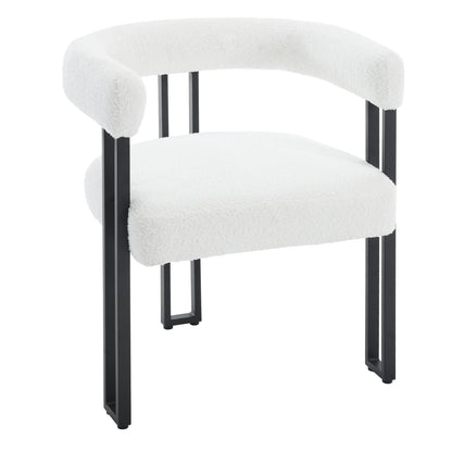 Eetkamerstoelen - Eetstoelen - Keukenstoelen - 2 Stuks - Moderne Stijl - Ergonomische - met Rugleuning - Armleuning - Voor Keuken - Eetgedeelte - Chenille-stof Zitje - Metalen Voeten - 61.5 x 72 x 51.5 cm - Crème