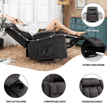 Relaxstoel – Relaxfauteuil – Verstelbare Stoel – Draaibare Fauteuil – Ligstoel – Fauteuil Met Voetsteun – Stoffen Bekleding – Maximaal 150 Kg Draagvermogen - 95.2 x 95.2 x 99.2 cm - Grijs