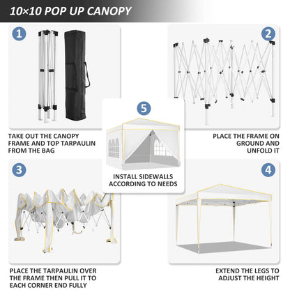 Partytent – Vouwtent – Tent – Schaduwdoek – Waterdicht – UV-Bescherming 50+ - Metalen Frame –  3 x 3 Meter - Wit