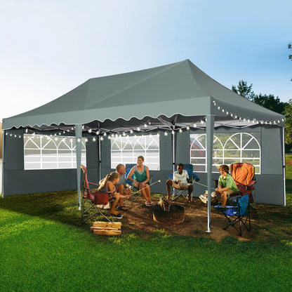 Partytent – Tuinpaviljoen – Evenemententent – Overkapping – 3x6 Meter – Staalframe – Waterdicht Met Zijwanden - Grijs
