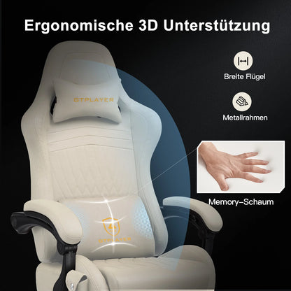 Gamingstoel – Bureaustoel – Gamestoel – Draaistoel – Bureaufauteuil – Rood – Ingebouwde Speakers – Verstelbare Voetsteun en Rugleuning - QUORE