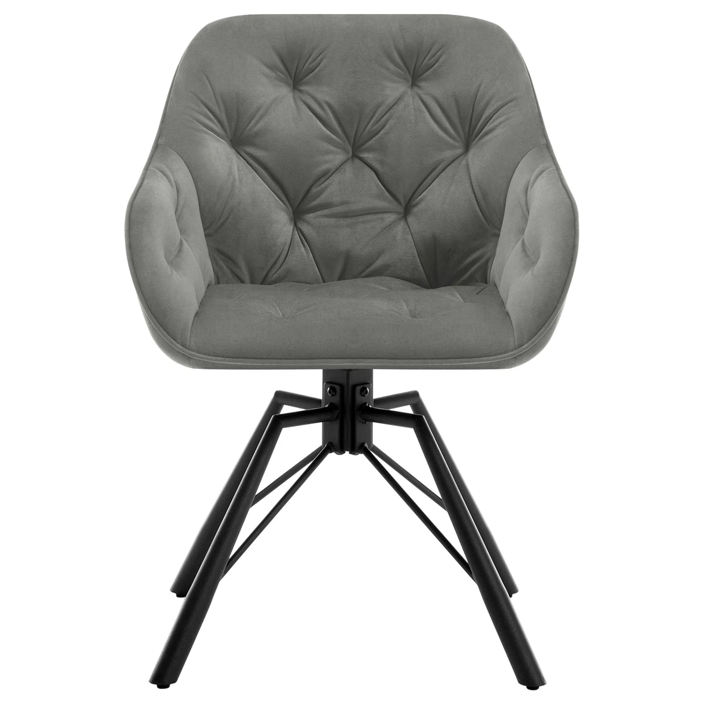 Draaibare Eetkamerstoelen – Set van 2 - Eetstoel – Bureaustoel – Leesstoel – Comfortstoel – Ergonomisch Design – 360° Draaibaar - Fluweel - Donkergrijs