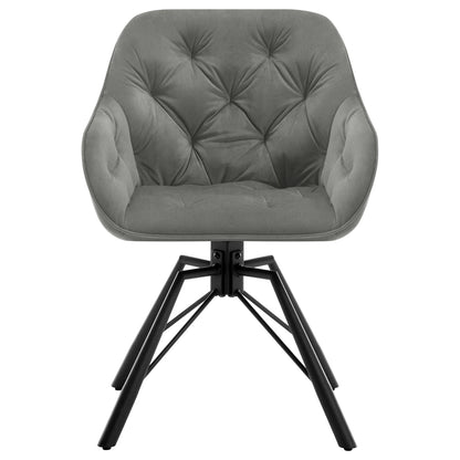 Draaibare Eetkamerstoelen – Set van 2 - Eetstoel – Bureaustoel – Leesstoel – Comfortstoel – Ergonomisch Design – 360° Draaibaar - Fluweel - Donkergrijs
