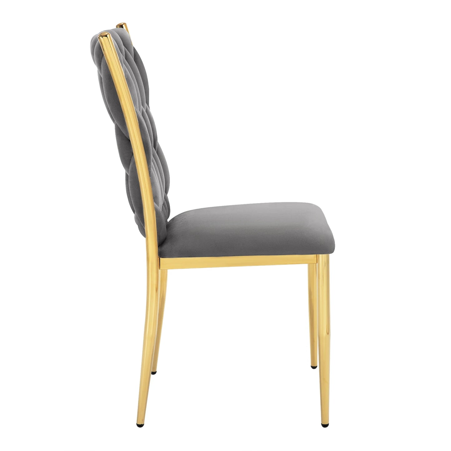 Eetkamerstoelen – Fluwelen Stoelen – Bureaustoelen – Comfortabele Stoelen – Set van 2 - Metalen Poten – Hoge Rugleuning - 59.5 x 47 x 94.5 cm - Donkergrijs