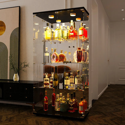 Vitrinekast – Glazen Kast – Vitrine – Opbergkast – Boekenkast – Wit – 4 Glazen Planken – 8 Opbergvakken