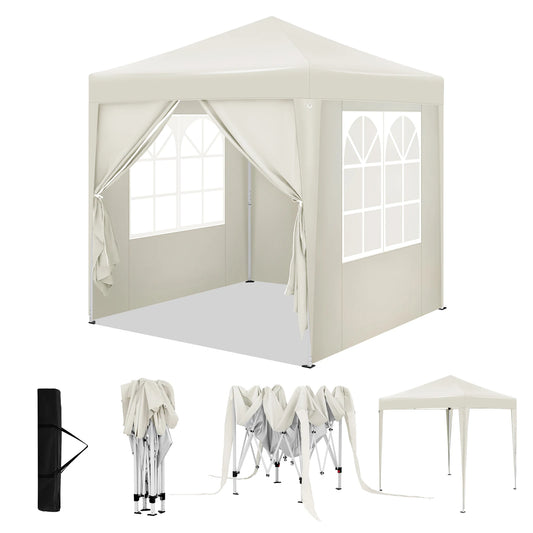 Partytent - Tent – Partytent Opvouwbaar – Hoogte Verstelbaar - Tuin Tent – Feesttent - Pergola - Paviljoen - Gazebo – 2x2m - Waterdicht - UV-Bescherming - Beige