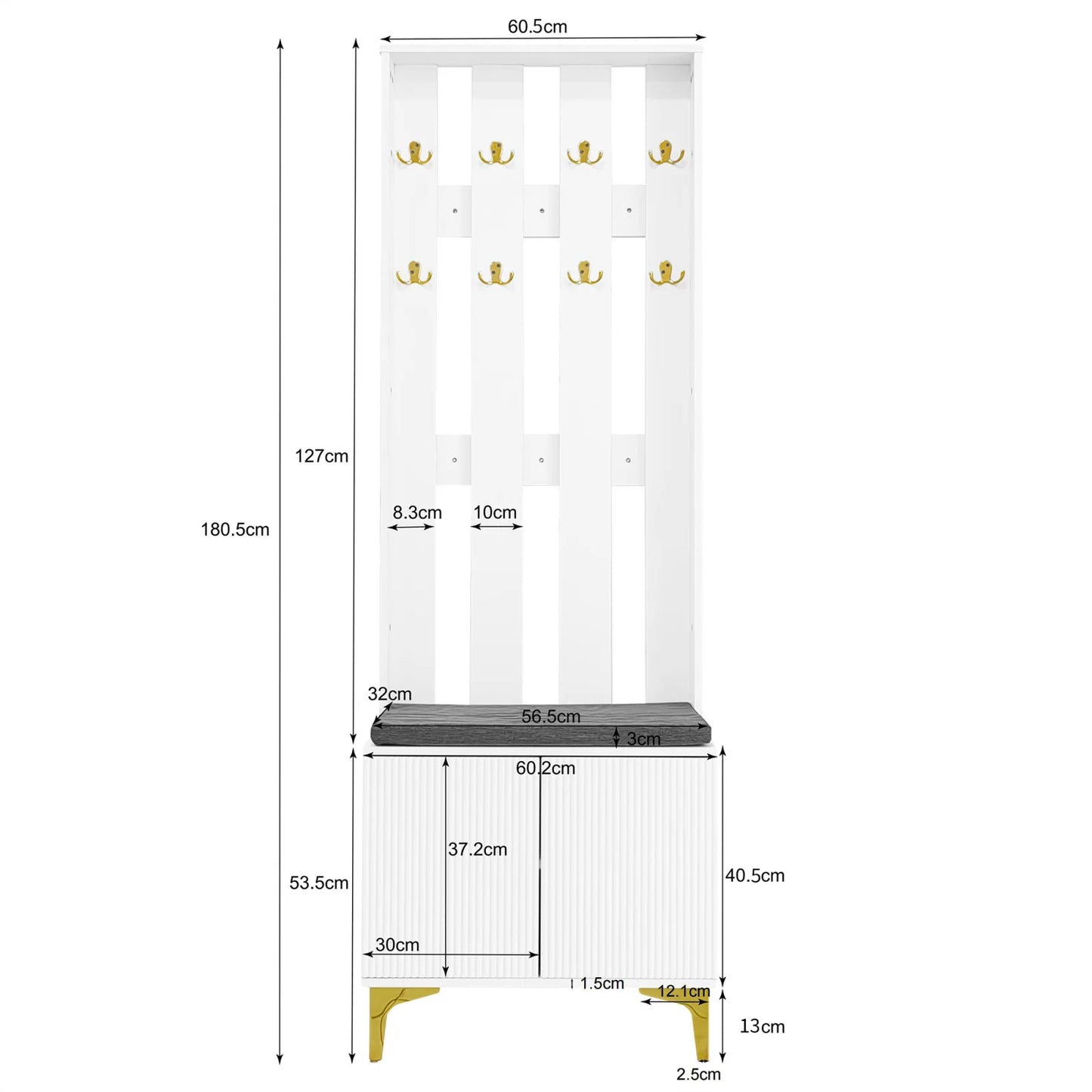 Kledingkast – Garderobekast – Opbergkast – Halmeubel – Push-To-Open Deuren – Verstelbare Planken – Soft-Close Scharnieren - 60.5 x 180.5 x35.2 cm - Wit