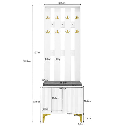 Kledingkast – Garderobekast – Opbergkast – Halmeubel – Push-To-Open Deuren – Verstelbare Planken – Soft-Close Scharnieren - 60.5 x 180.5 x35.2 cm - Wit