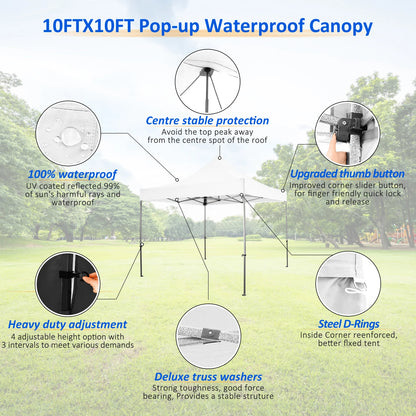 Pop-Up Partytent – Partytent 3x3m – Tent Waterdicht – Vouwtent – UV Bescherming – Slijtvast 420D Polyester – Windbestendig - Wit