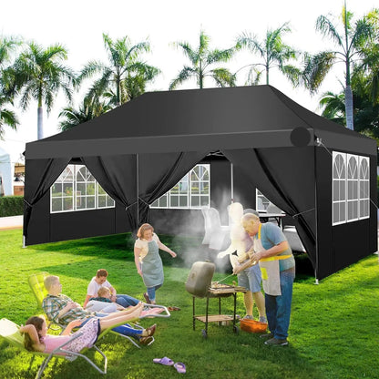 Partytent - Pop-Up Partytenten - Easy up Tent - Vouwtent - Party Tent Opvouwbaar - 3x6m - 6 Zijwanden - UV50+ Tuinpaviljoen - Waterdichte - voor Feest - Markt - BBQ of Camping