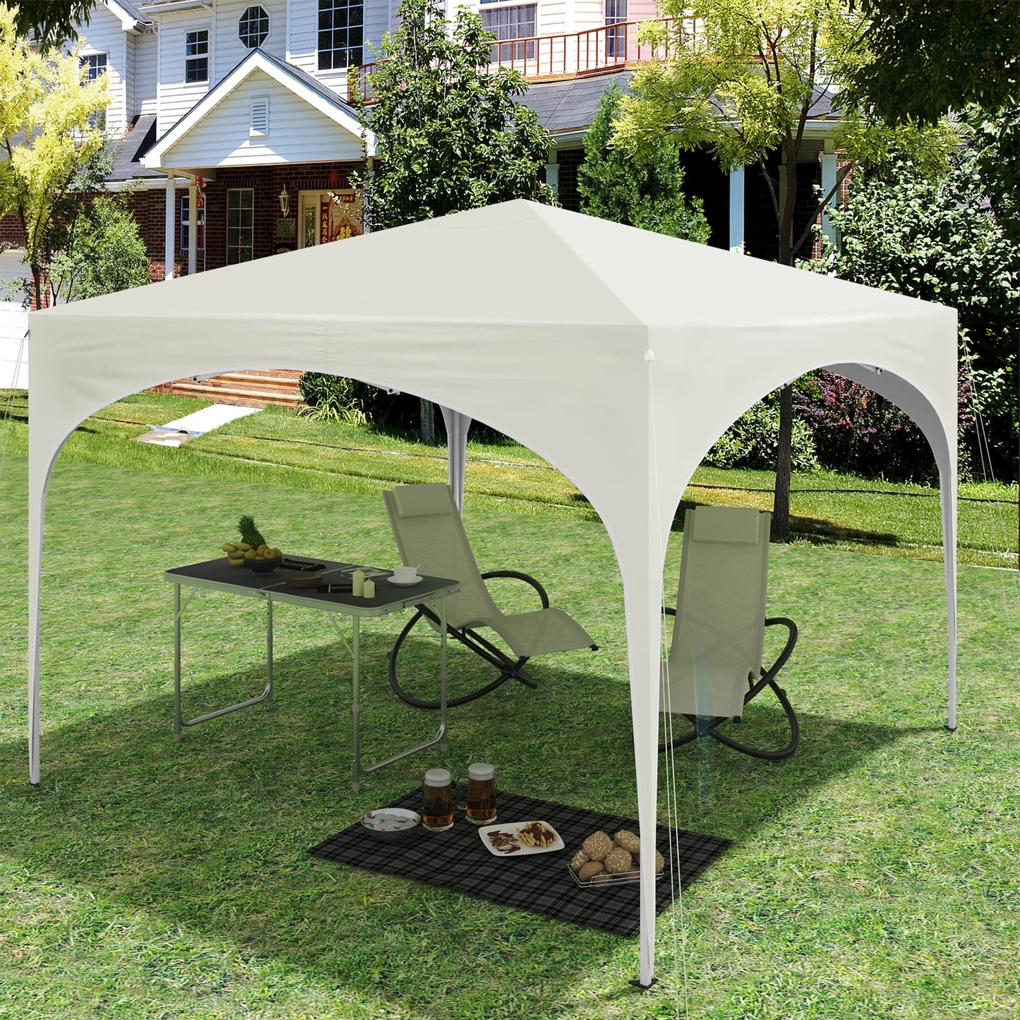 Party Tent - Opvouwbare - Tuinpaviljoen - Waterproof - Kap 3x3m - Pop-Up - met Halfronde Dak - voor Buitenmarkt - Grijs