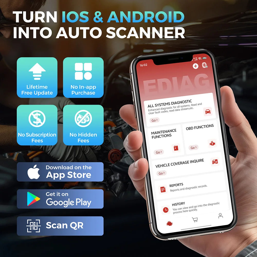OBD Scanner - OBD2 - Auto Scanner - Auto uitlezen - Diagnose Apparatuur voor Auto's - All-System Diagnoseapparaat met 15 Resetservices - Bi-directioneel - Bluetooth 5.2 - CAN-FD - Lifetime Updates