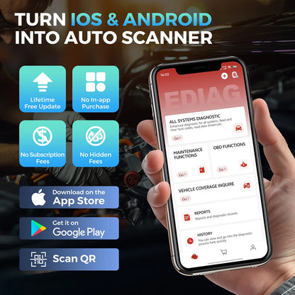 OBD Scanner - OBD2 - Auto Scanner - Auto uitlezen - Diagnose Apparatuur voor Auto's - All-System Diagnoseapparaat met 15 Resetservices - Bi-directioneel - Bluetooth 5.2 - CAN-FD - Lifetime Updates