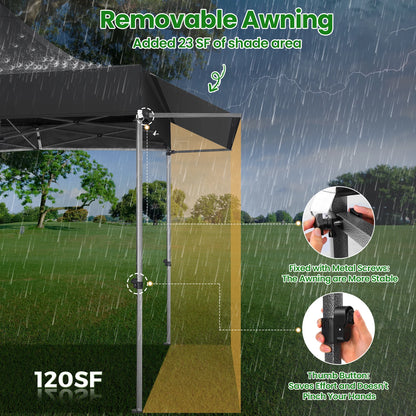 Partytent – Pop-Up Gazebo – Tent – Partyscherm – Waterdicht – 3x3 Meter – Verstelbaar Frame - Zwart - QUORE