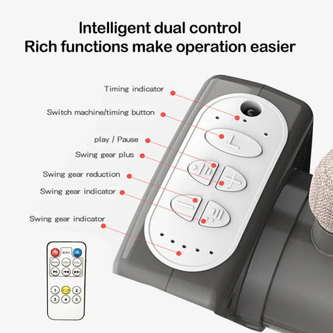 Babybed - Wieg - Elektrisch Babybed - Elektrisch Babybed - Verplaatsbaar - Draagbaar - Ledikant - Met Afstandsbediening - Bluetooth- Grijs