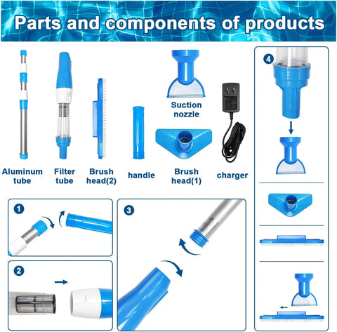 Cordless Stick Vacuum Cleaner - Stick Vacuum Cleaner - Vacuum Cleaner - Cordless Stick Vacuum Cleaner - Powerful Suction - 3 In 1 - IPX8 - 1600mAh - Blue