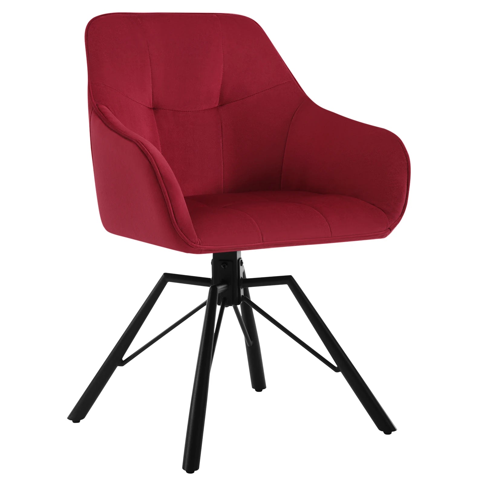 Draaibare Eetkamerstoel – Set van 2 - Eetkamerstoel – Stoel – Draaistoel – Comfortabel – Velvet Bekleding – 360° Draaibare Zitting - Fluweel - Bordeaux - QUORE