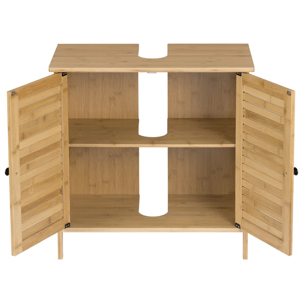 Badkamermeubel - Badkamerkast - Wastafelonderkasten - Wastafelmeubel - 60x30x60cm - 2 Deuren - Bamboe Badkamerkast - nder Wastafel Opbergkast Organizer - voor Woonkamer Slaapkamer