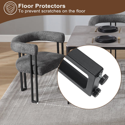 Eetkamerstoelen - Eetstoelen - Keukenstoelen - 2 Stuks - Moderne Stijl - Ergonomische - met Rugleuning - Armleuning - Voor Keuken - Eetgedeelte - Chenille-stof Zitje - Metalen Voeten - 61.5 x 72 x 51.5 cm - Donkergrijs