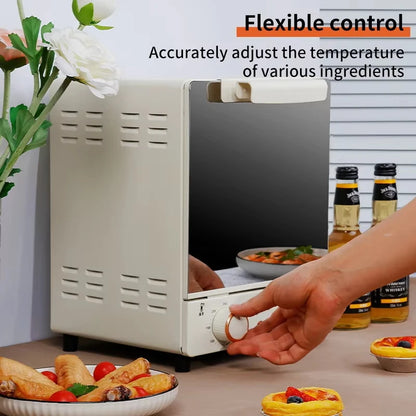 Airfryer - Heteluchtfriteuse - Broodrooster Oven - Keukenapparaten - met Voetkussens - Handgreep - Bak - Gegalvaniseerd binnenpaneel - Glazen deur - Jaloezie - 12L - 220V - 70-250 ℃ - 0-60 min Timingknop - Beige