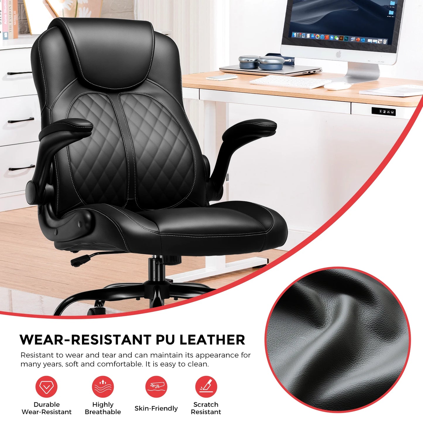Ergonomische Gamingstoel – Game Stoel – Bureaustoel – Office Chair – Zwarte Gamerstoel – Verstelbare Armleuningen – Schommelfunctie
