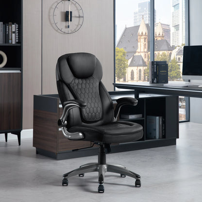 Bureaustoel - Swivel Stoel - met Hoofdsteun - Verstelbare - Rugleuning - Ergonomische - Draaibare - 67.5 x 73 x 110.5-120 cm - Zwart