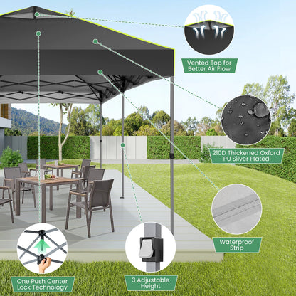 Partytent – Opvouwbare Tent – Buiten Tent – Tuin Tent – 3x6 Meter – Waterdicht – UV-Bestendig - Zwart - QUORE