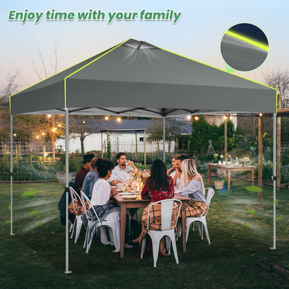 Partytent – Opzetbare Tent – Vouwtent – 3x3 Meter Partytent – Waterbestendig Oxford Doek – Verstelbare Hoogte-  Grijs - QUORE