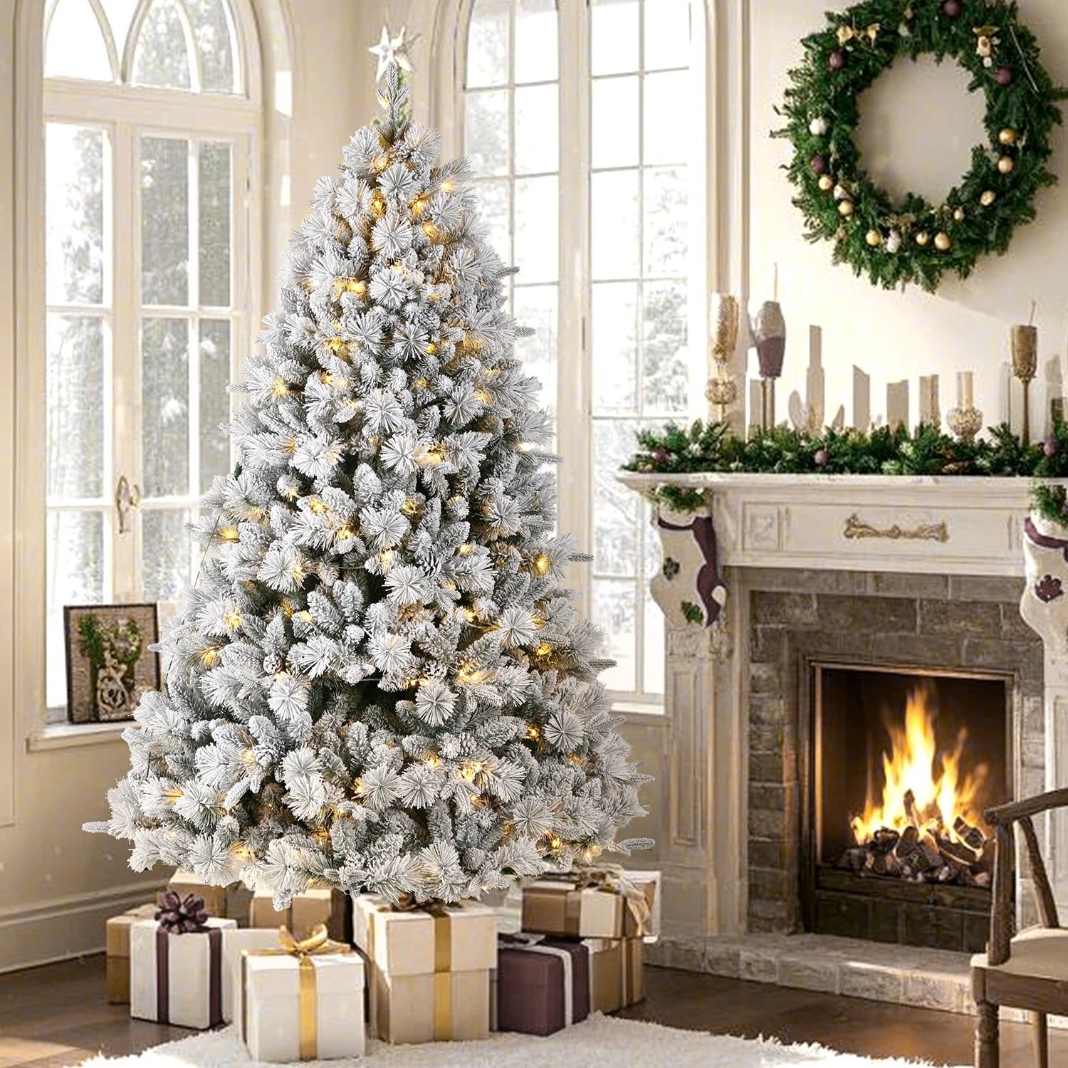 Kunstkerstboom – Kunst Kerstboom – Kunstboom – Kerstboom – Namenboom – Sneeuweffect – Warm Witte LED's – 180/210/235 cm – PE/PVC – Stevige Metalen Standaard - QUORE
