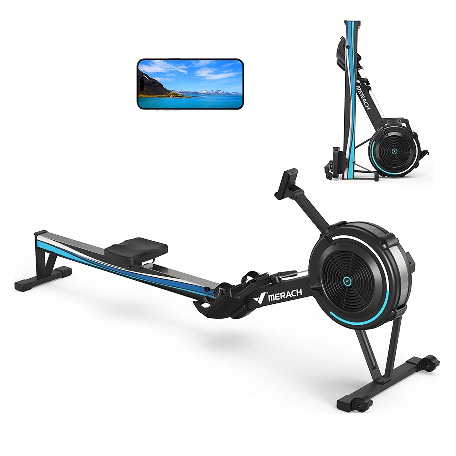 Roeimachine – Indoor Rower – Fitness Roeier – Workout Machine – Ergometer – 10 Niveaus Luchtweerstand – Ergonomisch Verstelbaar Zadel - QUORE