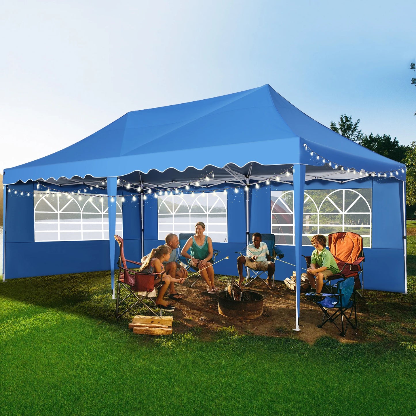 Tuinpaviljoen – Tuinoverkapping – Partytent – Buitenverblijf – Overkapping – Roestvrij Stalen Frame – Waterdicht Oxford Doek - 3 x 6 Meter - Blauw