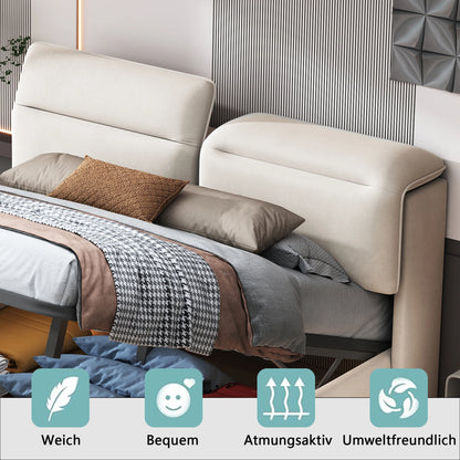 Tweepersoonsbed – Opklapbaar Bed – Bed Met Opbergruimte – Velvet Bed – Slaapkamermeubel – 140x200 cm – Gasdrukveer Opbergruimte – Inklapbaar Hoofdbord