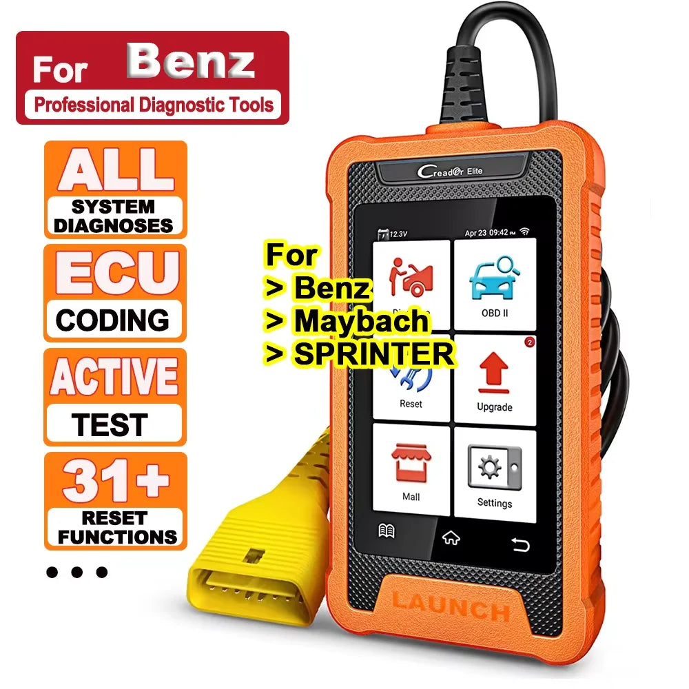 OBD Scanner - OBD2 - Auto Scanner - Auto uitlezen - Diagnose Apparatuur voor Auto's - Autodiagnosetool - Autoscanner - ECU-Codering - Actieve Test - Slimme Diagnose - 30+ Resetservices - OE-Niveau Diagnose - voor Benz