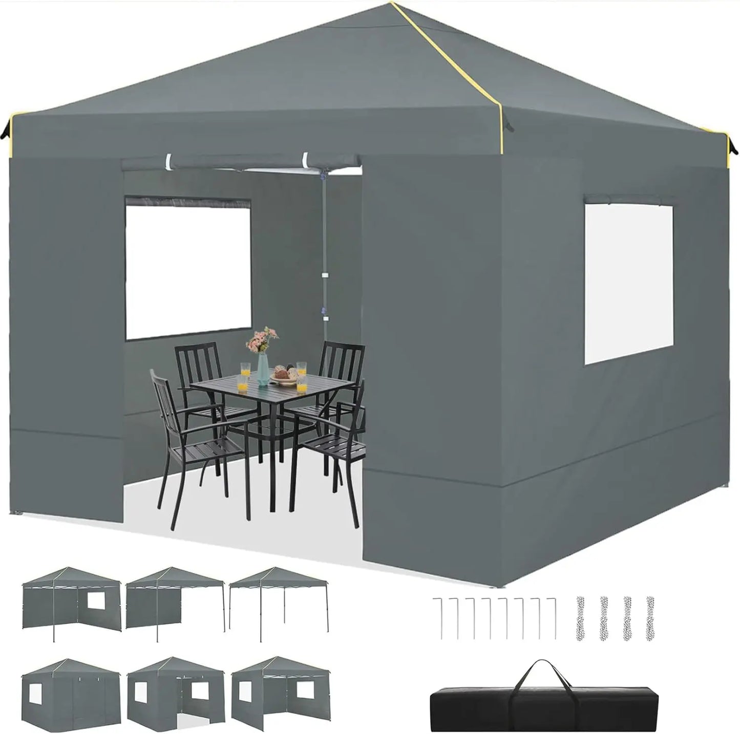 Tuinpaviljoen – Tuinkamer – Tuinoverkapping – Pop-Up Tent – 3x3 Meter – Waterdicht – UV-Bescherming - Grijs
