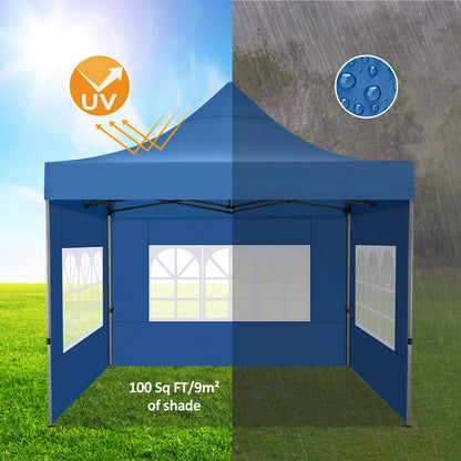Tuinentent – Partytent – Pop-Up Luifeltent – Overkapping – Tent – Waterdicht Oxford Stof – Roestvrij Stalen Frame - 3x3m - Blauw