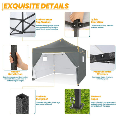 Tuinpaviljoen – Partytent – Opvouwbare Tuinfeesttent – Overkapping – Feesttent – 3x3 Meter – Water- En UV-Bestendig - Grijs