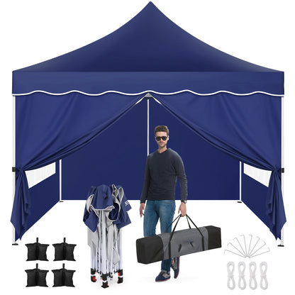 Opvouwbaar Paviljoen – Partytent – Tuinpaviljoen – Marktstand – Schaduwdoek – Waterdicht – Verstelbaar Frame - Donkerblauw