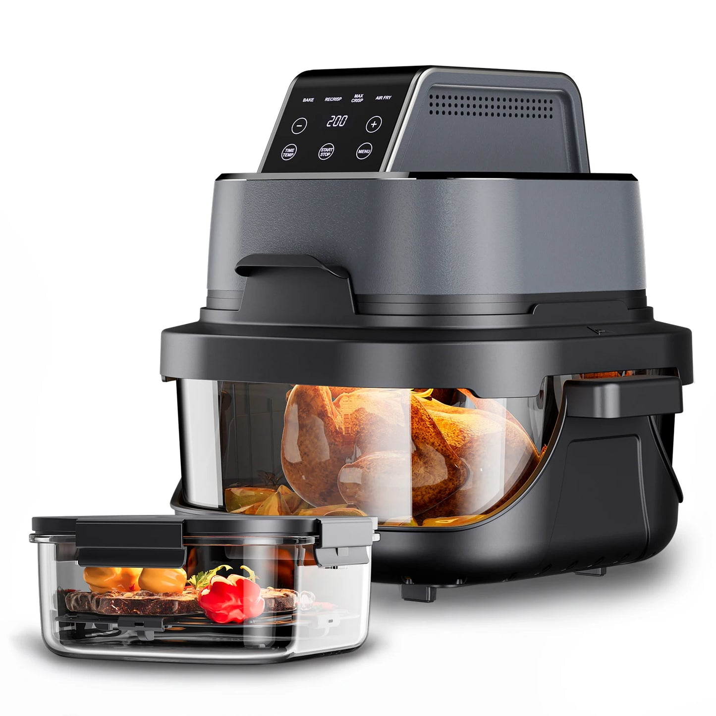 GTPLAYER Airfryer Multifunctional Hot Air Fryer 4 Litre with Easy View Window Glass Container Hi-Fry Automatic Sc